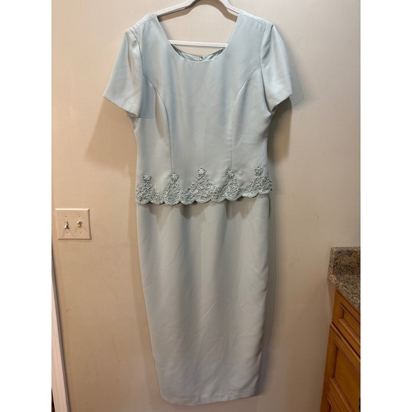 R&M Richards Dresses & Skirts - R&M Richards Karen Kwong‎ Blue Embroidered Beaded Sheath Maxi Dress Size 14